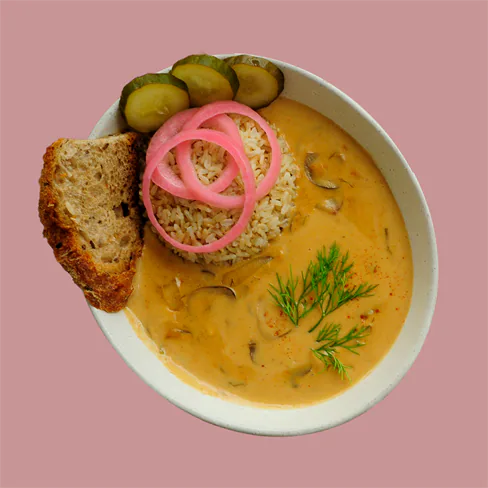 Mushroom Stroganoff With Brown Rice