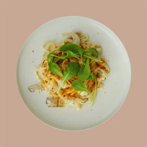 Vegan Alfredo Pasta With Mushrooms