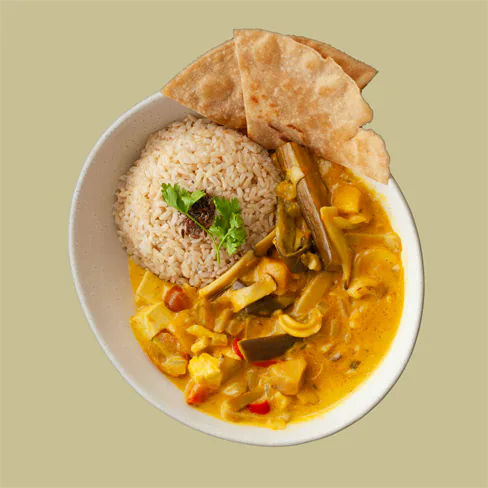 Yellow Thai Curry With Brown Rice And Tofu (Spicy A Bit)